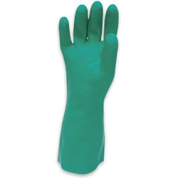 North® by Honeywell Size 8 Green Nitri-Guard Plus™ 18" 25 mil Unsupported Nitrile Chemical Resistant Gloves With Sandpatch Grip Finish, Straight Cuff And Sanitized Interior