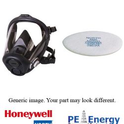North® by Honeywell Small Black Silicone RU6500 Series Full Mask APR Facepiece With 5 Point Headstrap And Nosecup