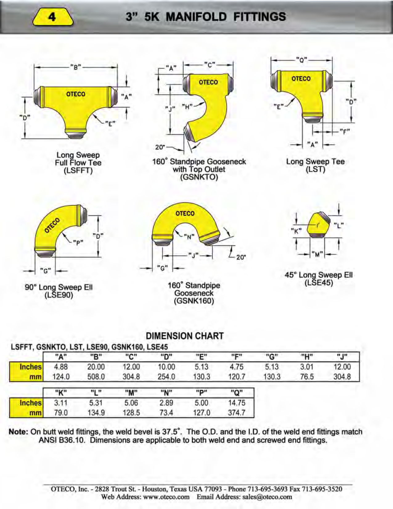 3 inch 5K Manifold Fittings Dimensions Diagram