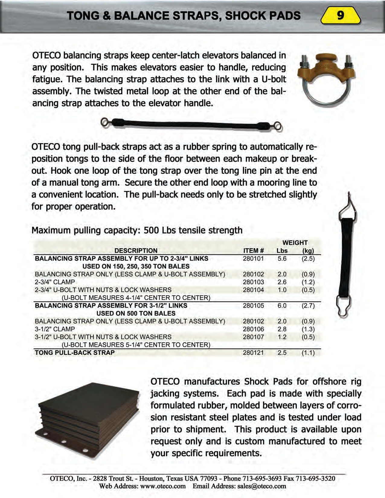 Oteco Tong Straps Balance Straps and Shock Pads