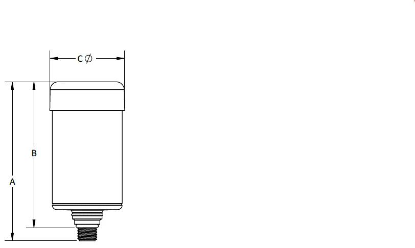 Des-Case Standard Series Orange Silica breather dimensions diagram