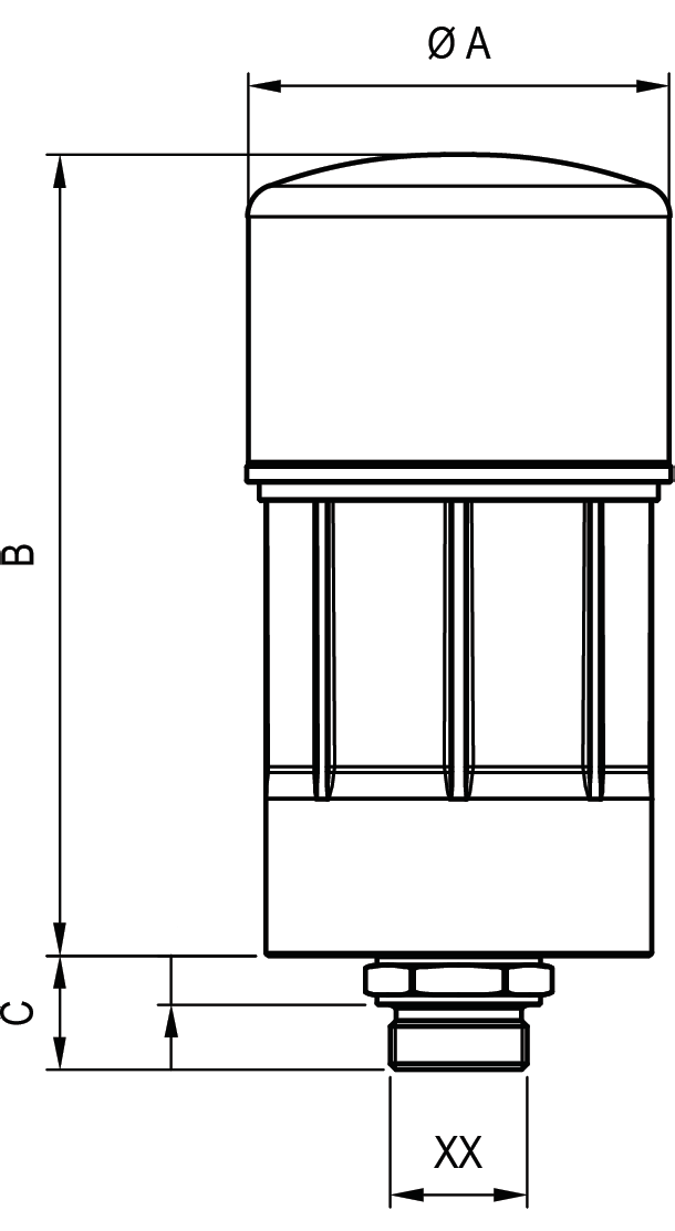 Des-Case TDB Series breather dimensions diagram