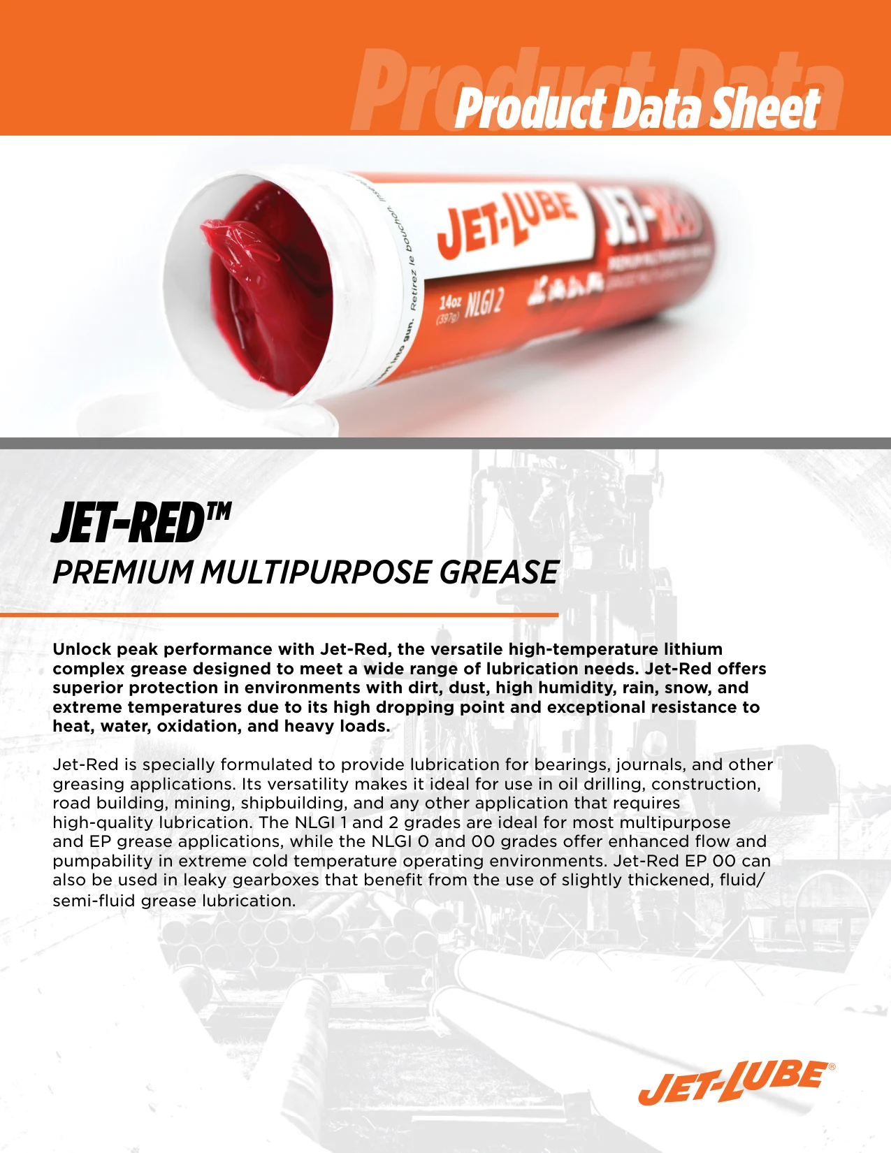 Jet-Lube Jet-Red Premium Multipurpose Grease product data sheet page 1