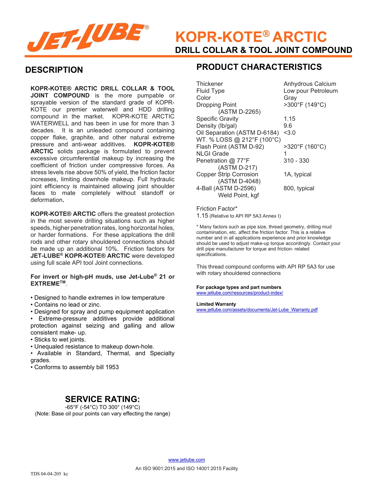 Kopr-Kote Arctic drill collar compound full technical data sheet