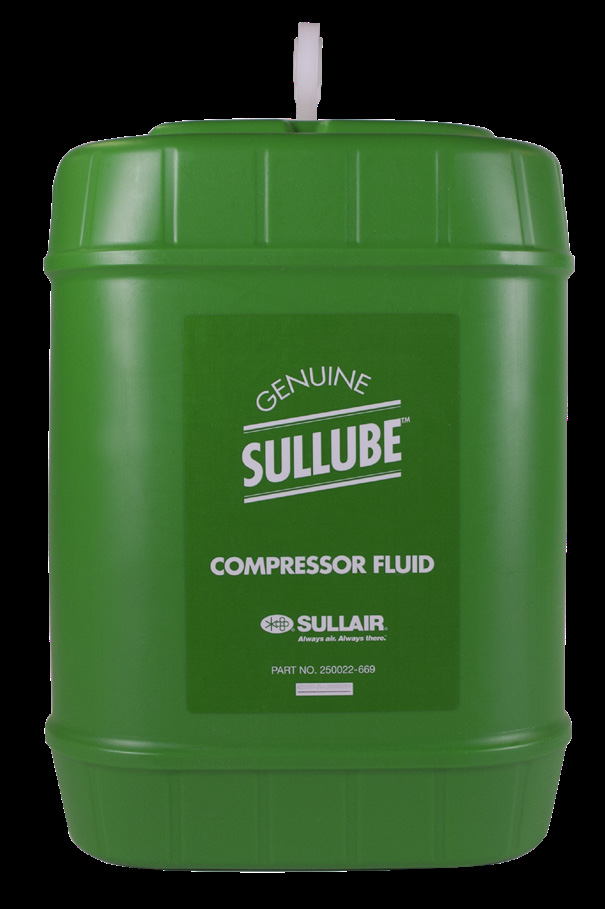 Sullair Sullube polyglycol synthetic compressor fluid in green pail container