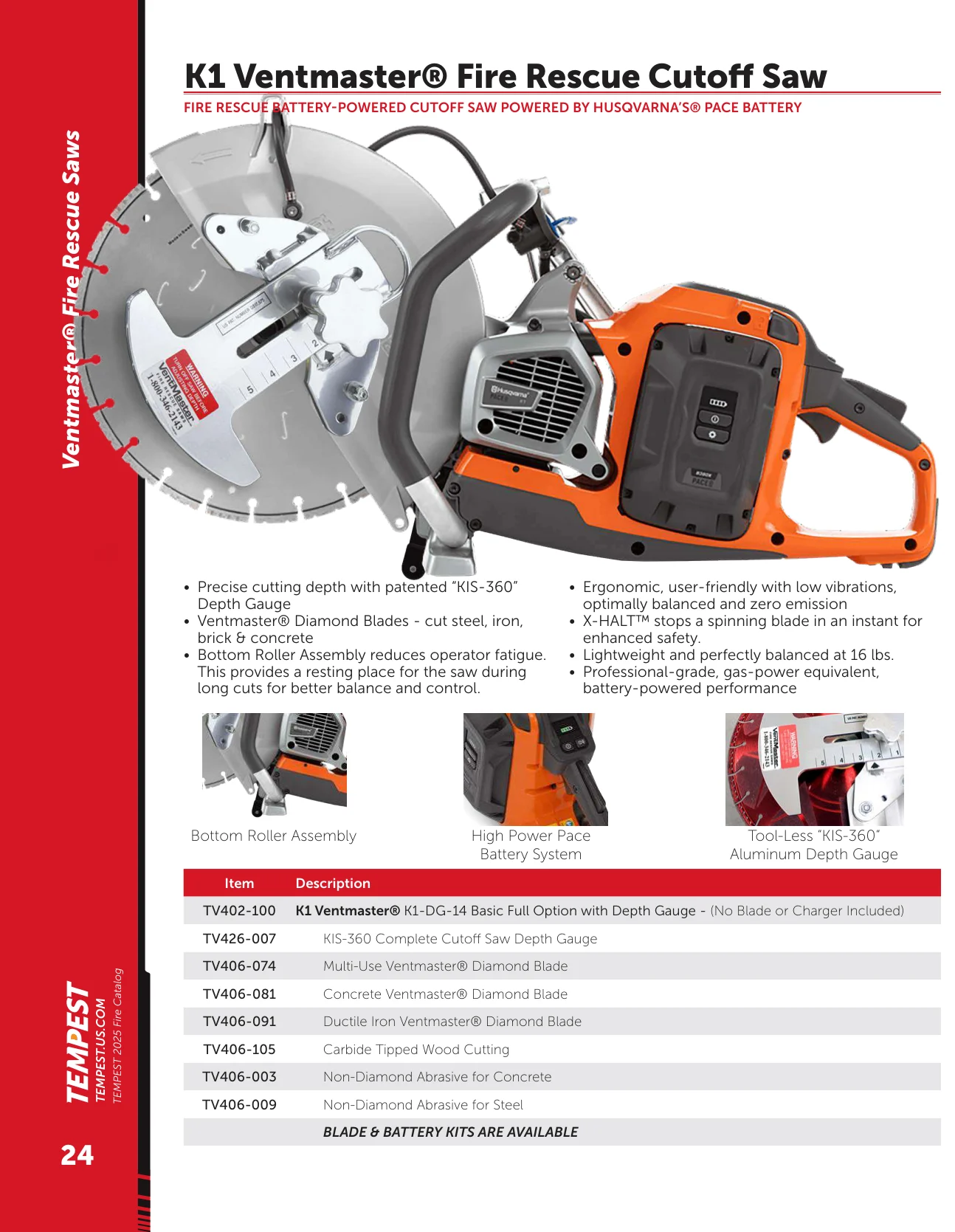 Tempest VentMaster K1 specifications