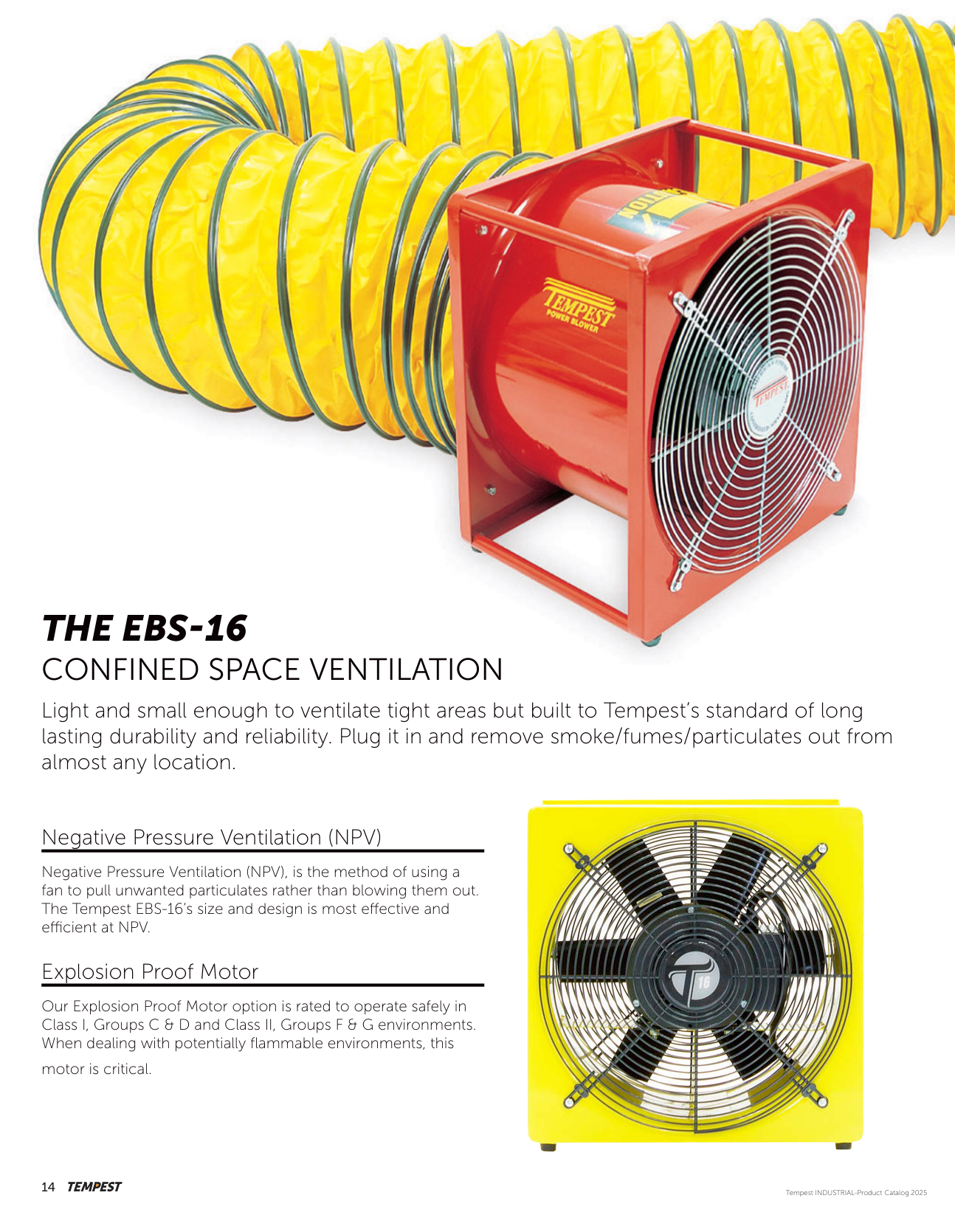 Tempest EBS-16 confined space industrial ventilation fan