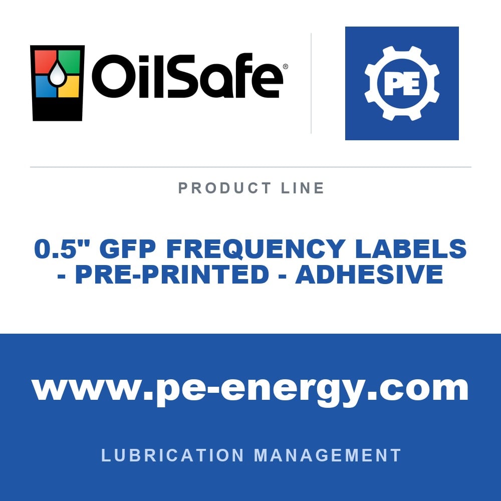 OilSafe OS-0-5-GFP-FREQUENCY-ADHESIVE - OilSafe 0.5" GFP Frequency Labels - Pre-Printed - Adhesive