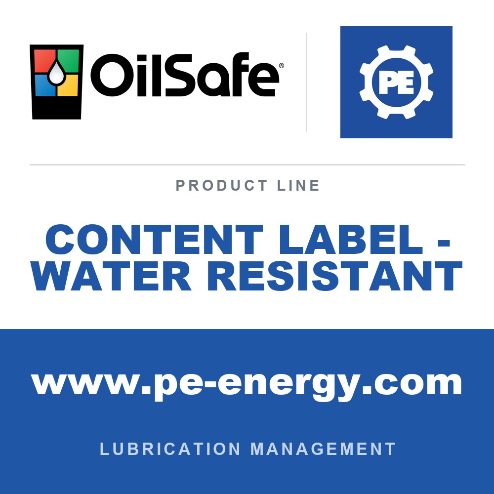 OilSafe CONTENT LABEL - WATER RESISTANT - OilSafe Content Label - Water Resistant