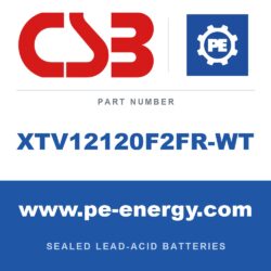 CSB Battery XTV12120F2FR-WT - CSB XTV12120F2FR-WT 12V 12Ah Sealed Lead-Acid Battery, Flame-Retardant Case