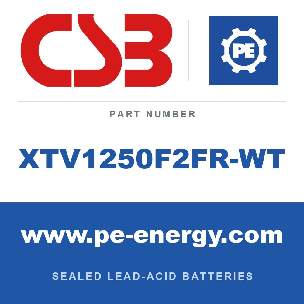 CSB Battery XTV1250F2FR-WT - CSB XTV1250F2FR-WT 12V 5Ah Sealed Lead-Acid Battery, Flame-Retardant Case