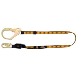 DEWALT DXFP611110 6 ft.(1.8 m) Single Leg Lanyard External Absorber, with Snap hook on D-Ring End and Rebar Hook on Anchor End