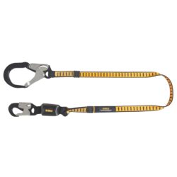 DEWALT DXFP611510 6 ft.(1.8 m) Single Leg Lanyard External Absorber, Aluminum Snap hook on D-Ring End and Aluminum Rebar Hook on Anchor End