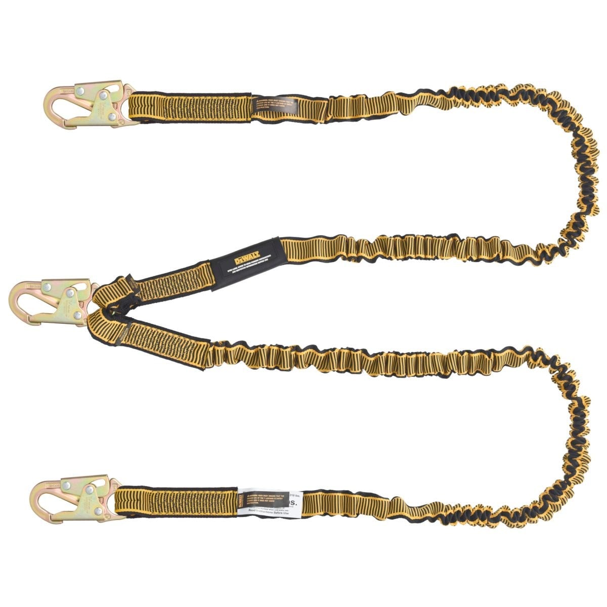 DEWALT DXFP612120 6 ft. (1.8 m) Lanyard, Twin, Internal Absorber Lanyard with Steel Snap hooks on All Ends