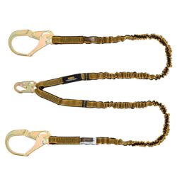DEWALT DXFP612130 6 ft. (1.8 m) Lanyard, Twin, Internal Absorber with Steel Snap hooks on D-Ring End and Steel Rebar Hooks on Anchor End