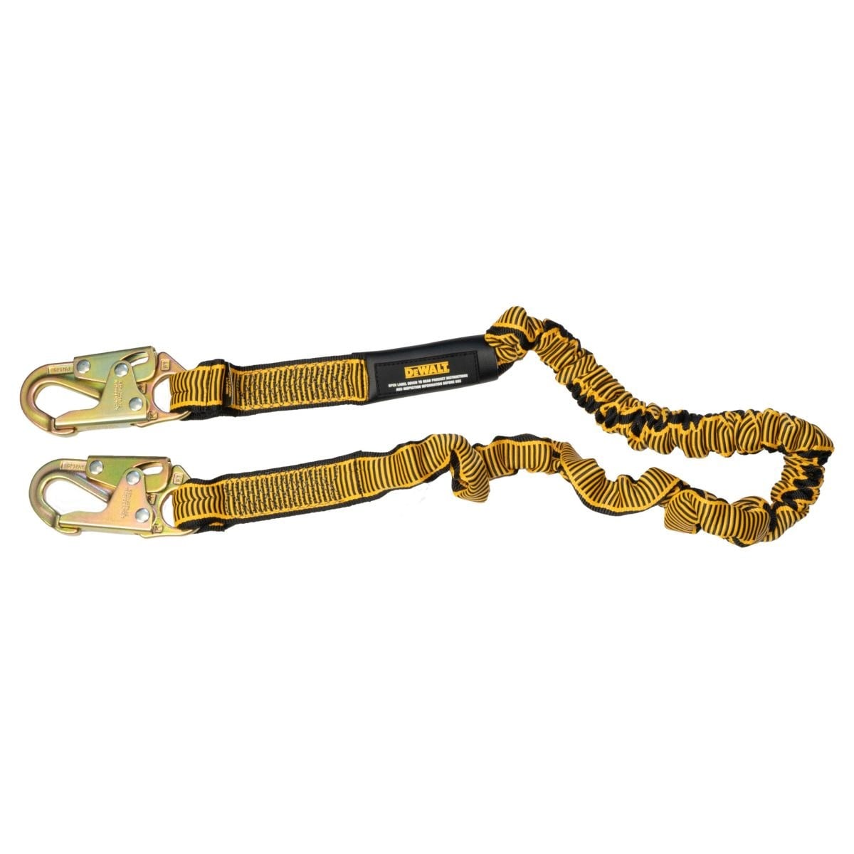 DEWALT DXFP613100 6 ft. (1.8 m) Single Leg Lanyard Internal Energy Absorber, 4 ft. to 6 ft. Stretch with Steel Snap hooks on Both Ends
