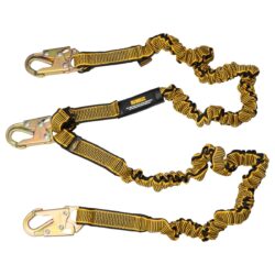 DEWALT DXFP613120 6 ft. (1.8 m) Twin Leg Lanyard Internal Energy Absorber, 4 ft. to 6 ft. Stretch with Steel Snap hook Both Ends
