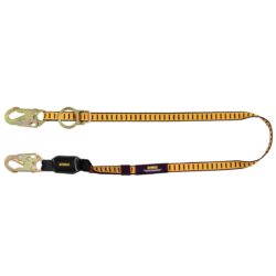 DEWALT DXFP615111 6 ft.(1.8 m) Single Leg Lanyard, External Energy Absorber, Tie-Back to D-Ring, Adjustable, Steel Snap Hooks Both Ends