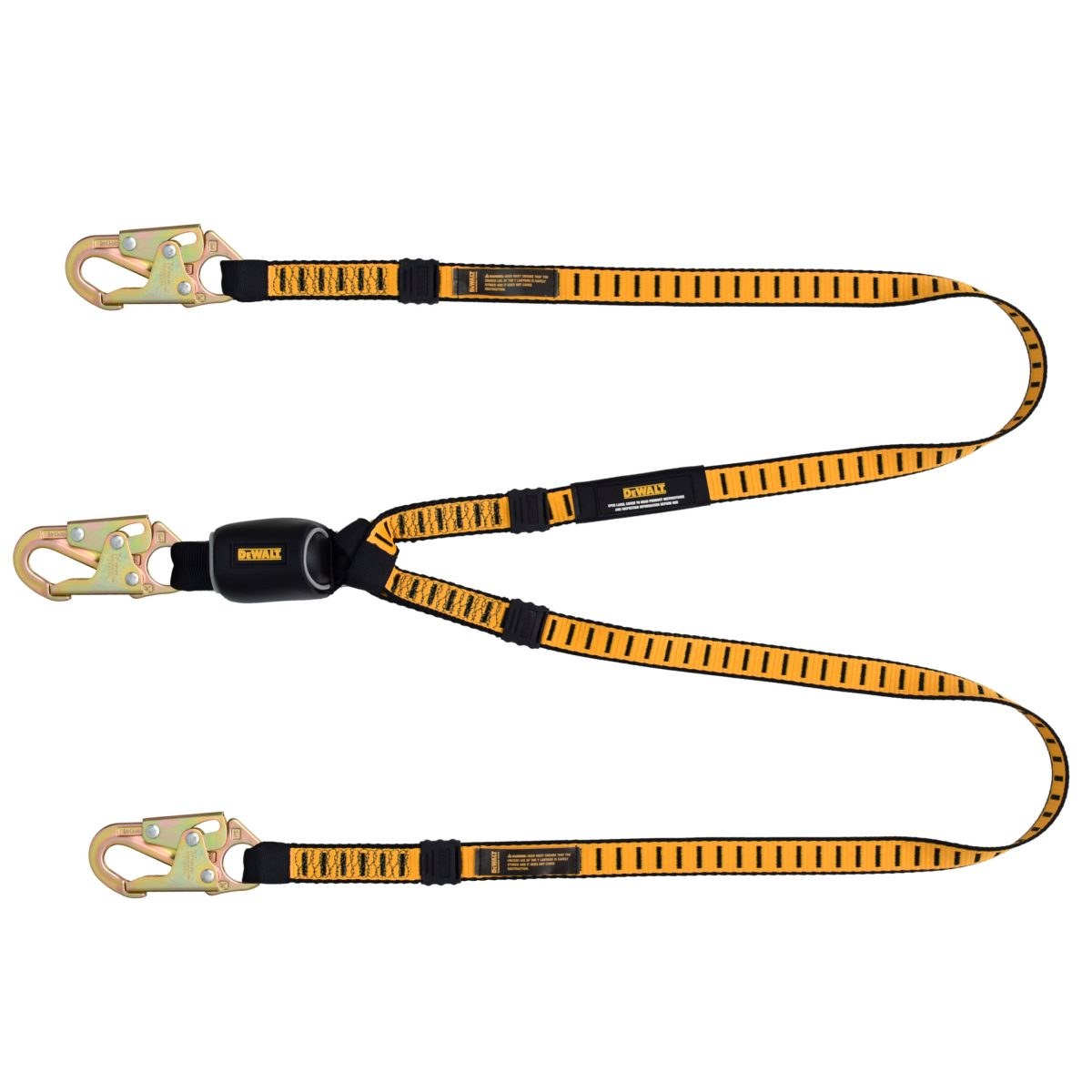DEWALT DXFP621130 6 ft.(1.8 m) Twin Lanyard, External Absorber, 12-Ft (3.2M.) Free fall Lanyard with Steel Snap hooks on Both Ends