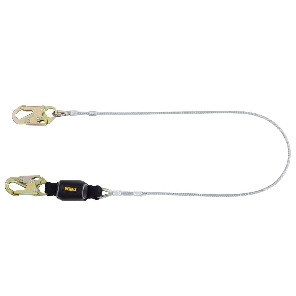 DEWALT DXFP626100 6 ft.(1.8 m) Single Lanyard, External Energy Absorber, Leading Edge Cable with Steel Snap hooks on Both Ends