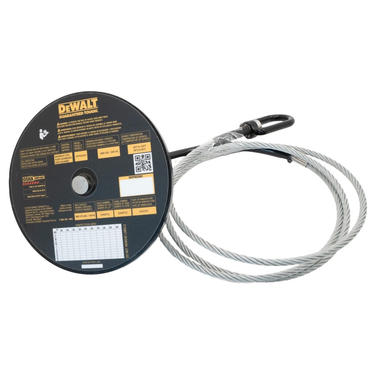 DEWALT DXFP822001 Drop Through Anchor With Cable
